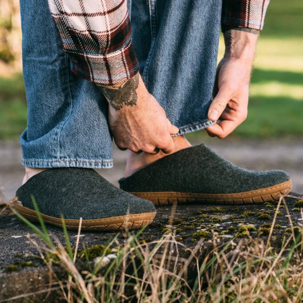 Glerups Wollpantoffel Denim mit Naturkautschukgummisohle
